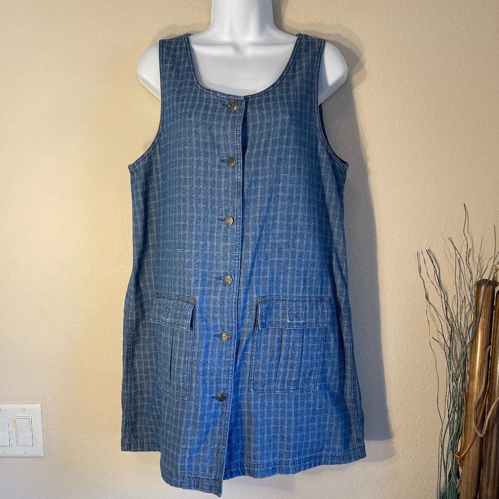 Vintage Marsh Landing Jumper Pinafore railroad overall style button front S